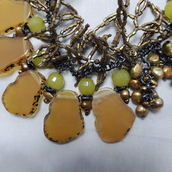 Coldwater Creek coral statement neck with gunmetal chain - Picture 6 of 7